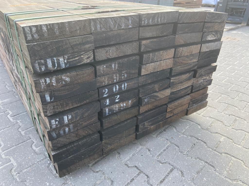 Hardhouten funderingsbalk 4,5x20,5x400 cm ruw - J&W 147, Ophalen, Nieuw, Hardhout, 250 cm of meer