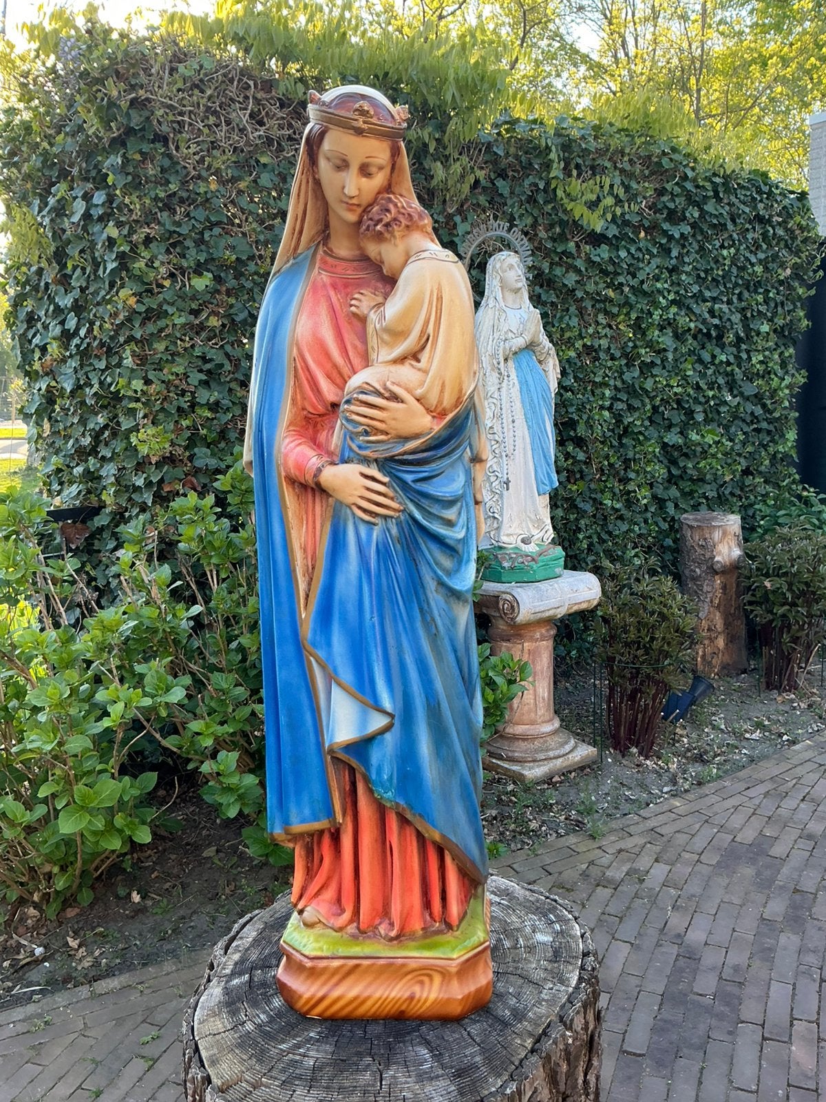 Oud liefelijk groot Mariabeeld ❤️ Maria met kindje, Antiek en Kunst, Ophalen of Verzenden