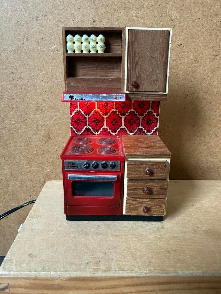 1:16 Lundby keuken blok gasoven met verlichting, Ophalen of Verzenden, Zo goed als nieuw, Poppenhuis