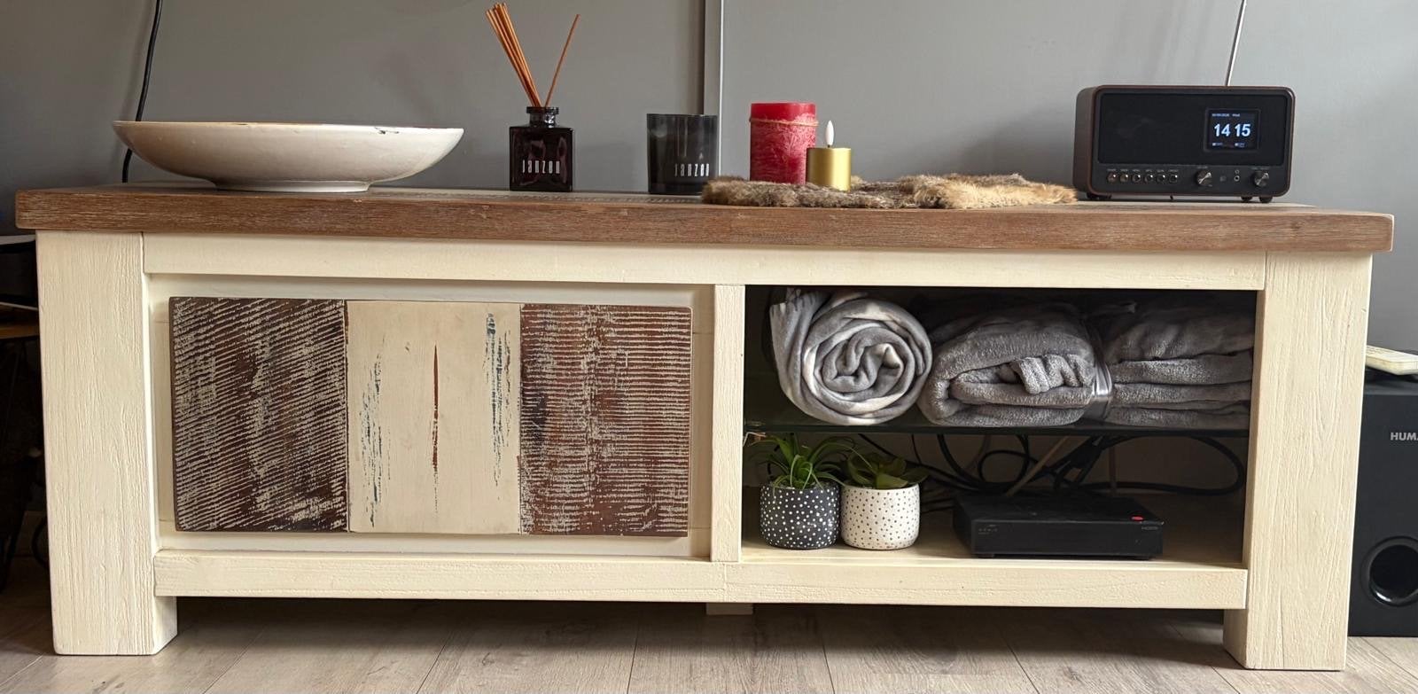 Set van 3 meubels: TV-meubel, bijzettafel en kast, Ophalen, Gebruikt, 100 tot 150 cm, 100 tot 150 cm