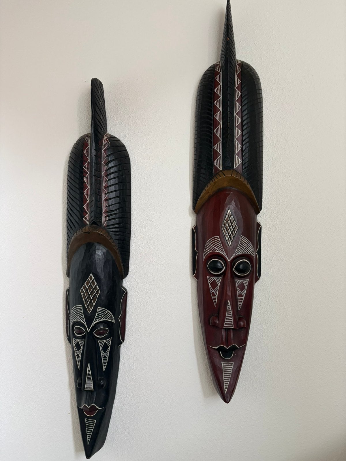 Afrkaanse maskets, Ophalen, Wandsculptuur, Gebruikt, Hout