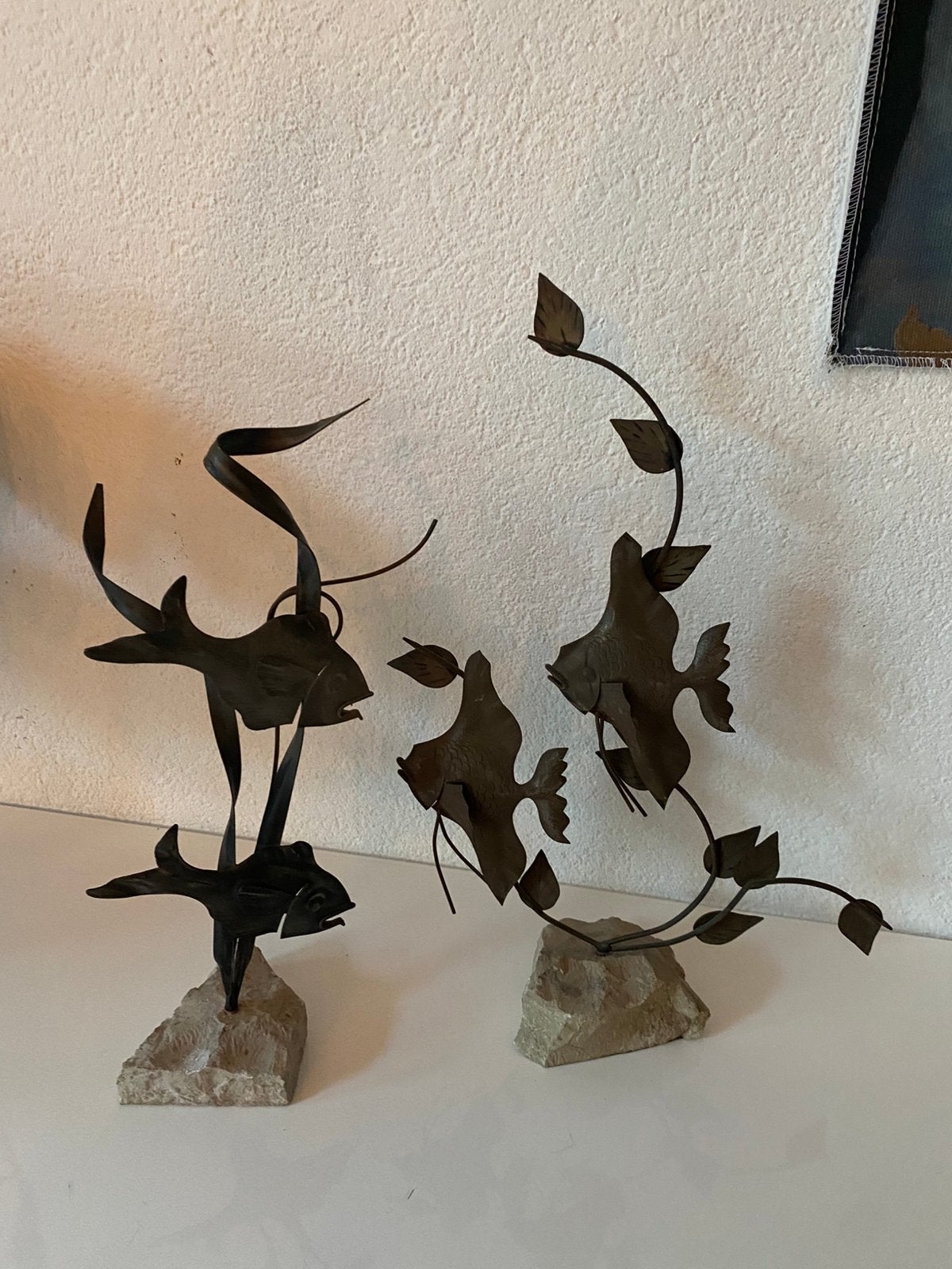 Vintage vissen sculptuur,jaren ‘60,metaal /steen,p.st €25,00, Ophalen