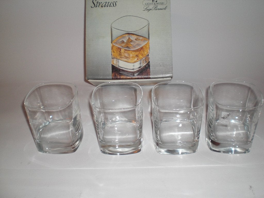 4 Italiaanse whiskey glazen. Kristal. Luigi Bormioli. Nieuw., Nieuw, Ophalen of Verzenden, Overige stijlen, Overige materialen