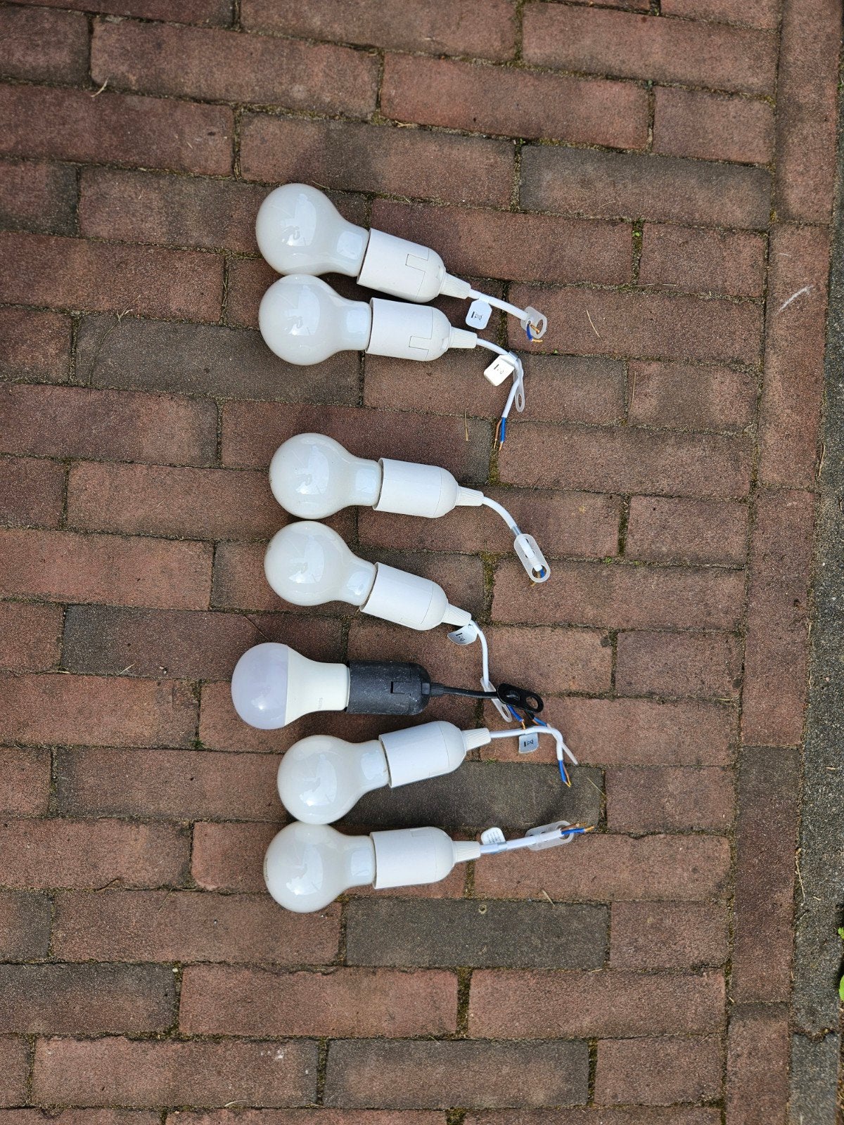 Set van 7 verhuislampen met fitting en bedrading, 30 tot 60 watt, Led-lamp, Gebruikt, Overige merken