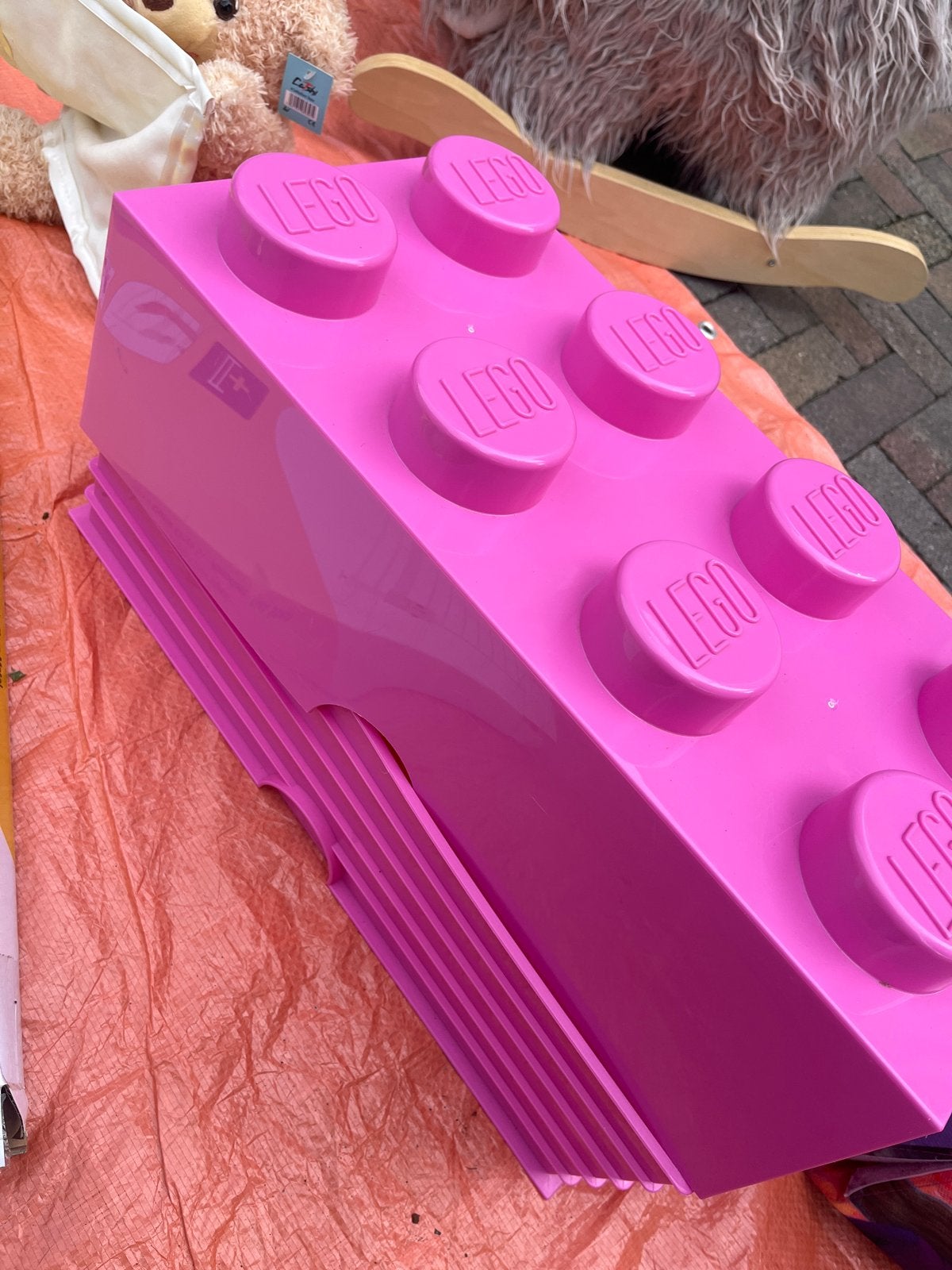 Roze LEGO opbergdoos - Grote LEGO steen, Ophalen of Verzenden, Gebruikt, Overige typen, Lego