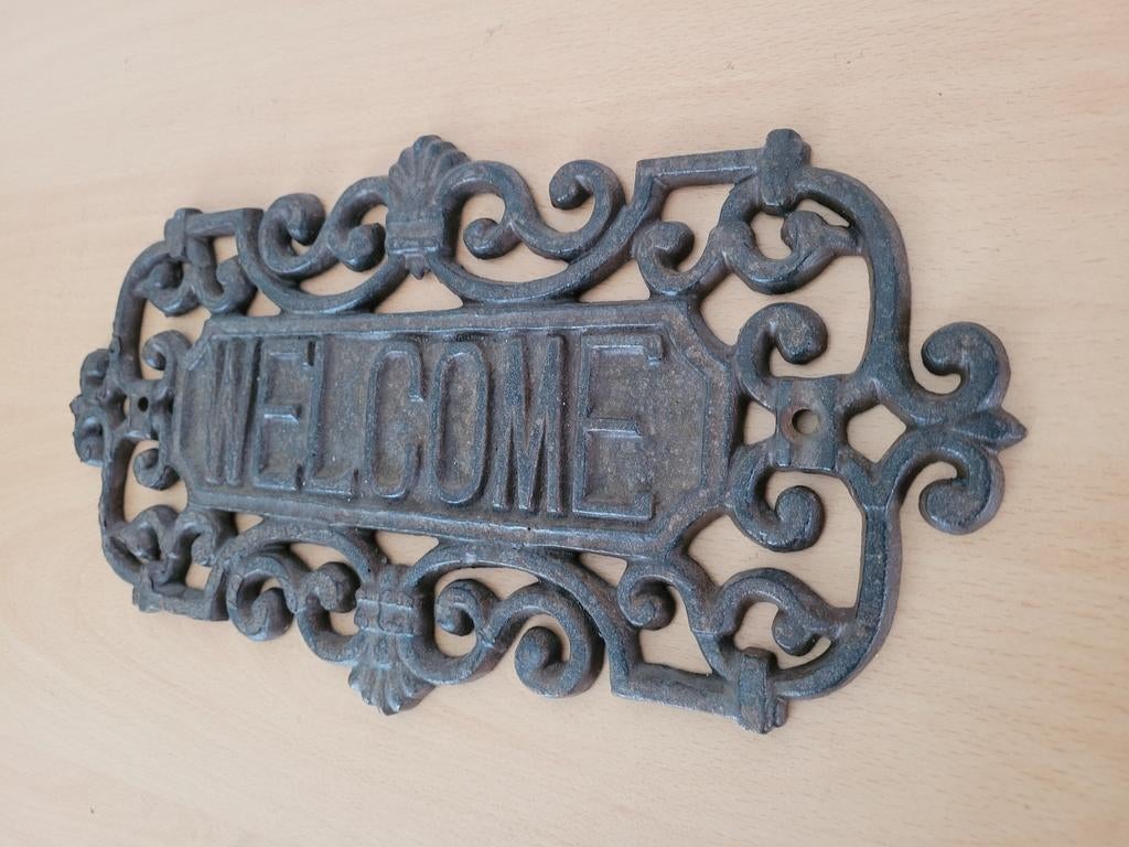 Decoratief gietijzeren welkomstbord, Ophalen of Verzenden