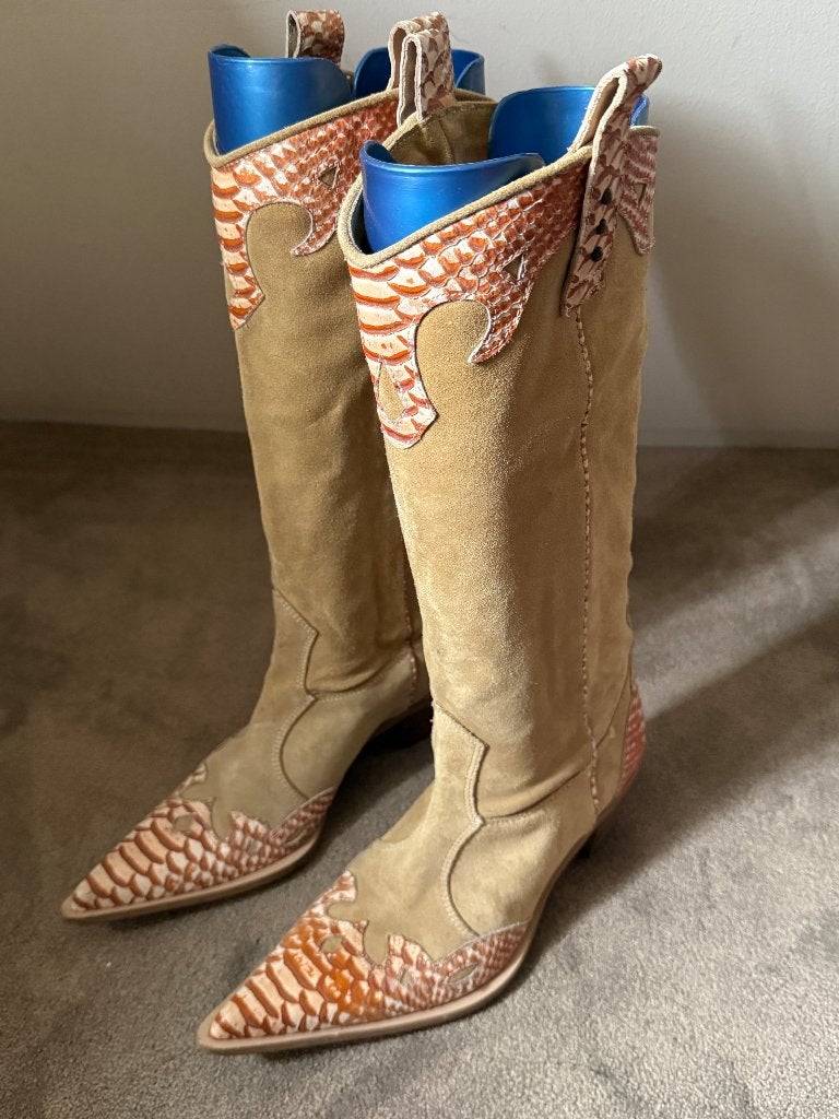 Prachtige cowboylaarzen, Kleding | Dames, Schoenen, Ophalen, Zo goed als nieuw, Bruin, Hoge laarzen