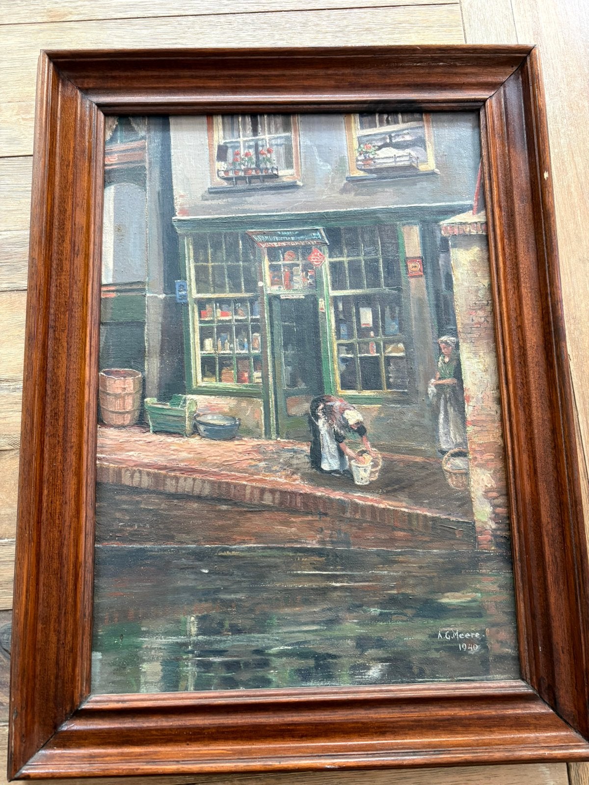 Uniek Schilderij Rotterdam 1940 – Delftsevaart (A.G. Meere), Ophalen, Overige stijlen, Overige ondergronden, Olieverf