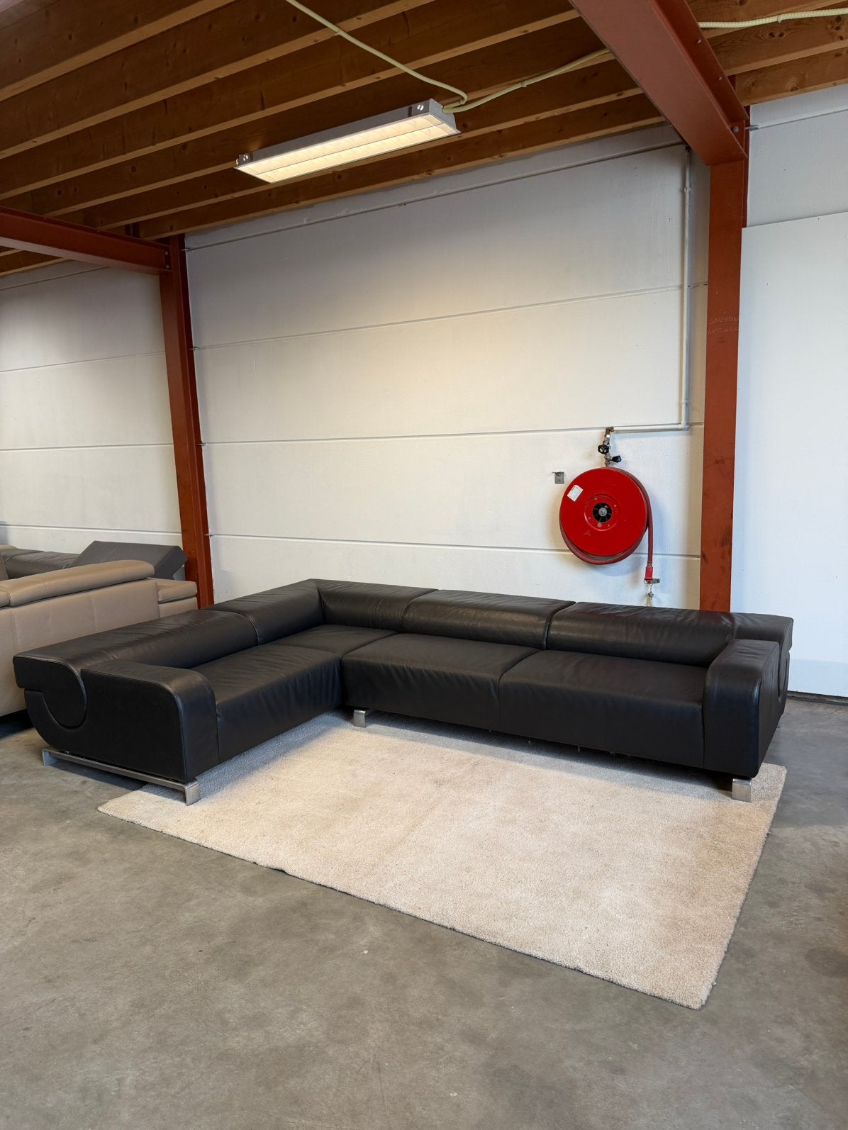 Leren hoekbank Leolux B-Flat design bankstel bank zwart leer, 2871SK, Verzenden, Design, 300 cm of meer
