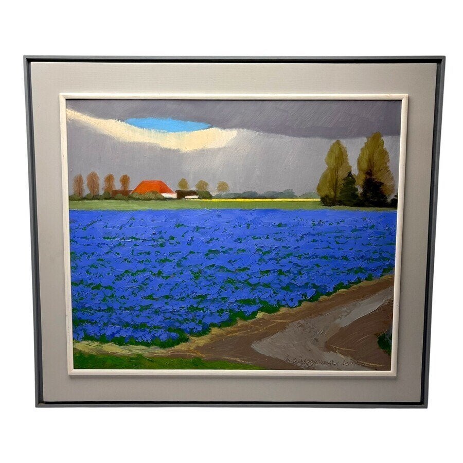 Jentsje Popma (1921-2022) - Bollenveld, 2001, Antiek en Kunst, Ophalen of Verzenden