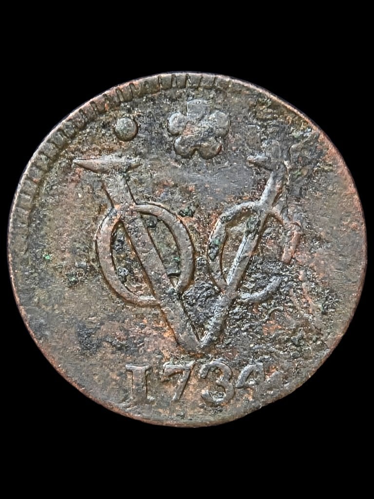 VOC Duit Holland 1734, Ophalen of Verzenden, Vóór koninkrijk, Overige waardes, Losse munt