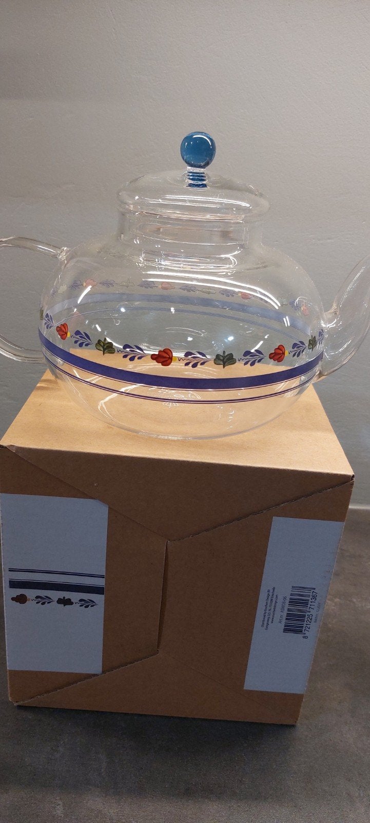Glazen theepot/Boerenbont, Ophalen of Verzenden, Zo goed als nieuw, Gietijzer, Wok
