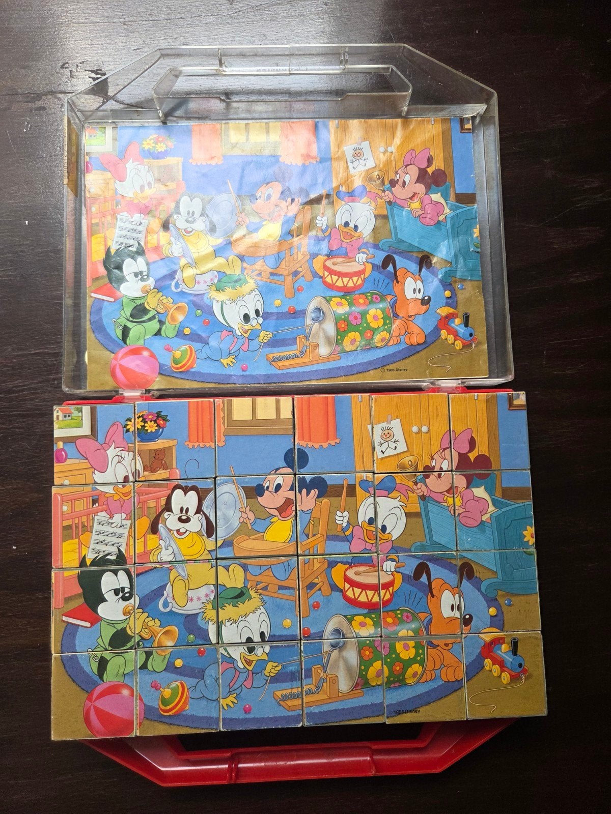 Vintage Disney Baby Mickey & Friends Blokkenpuzzel (1985), Ophalen, 10 tot 50 stukjes, Gebruikt