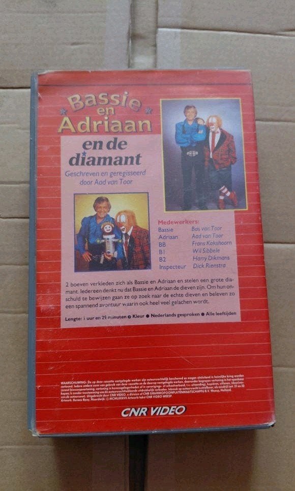 Zeldzame Bassie & Adriaan en de Diamant VHS | 1e Versie CNR, Cd's en Dvd's, Ophalen of Verzenden, Gebruikt, Serie, VHS