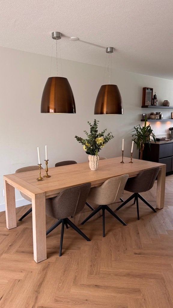 Massief eiken eettafel – 240 cm (uitschuifbaar), Ophalen, Gebruikt, 100 tot 150 cm, Eikenhout