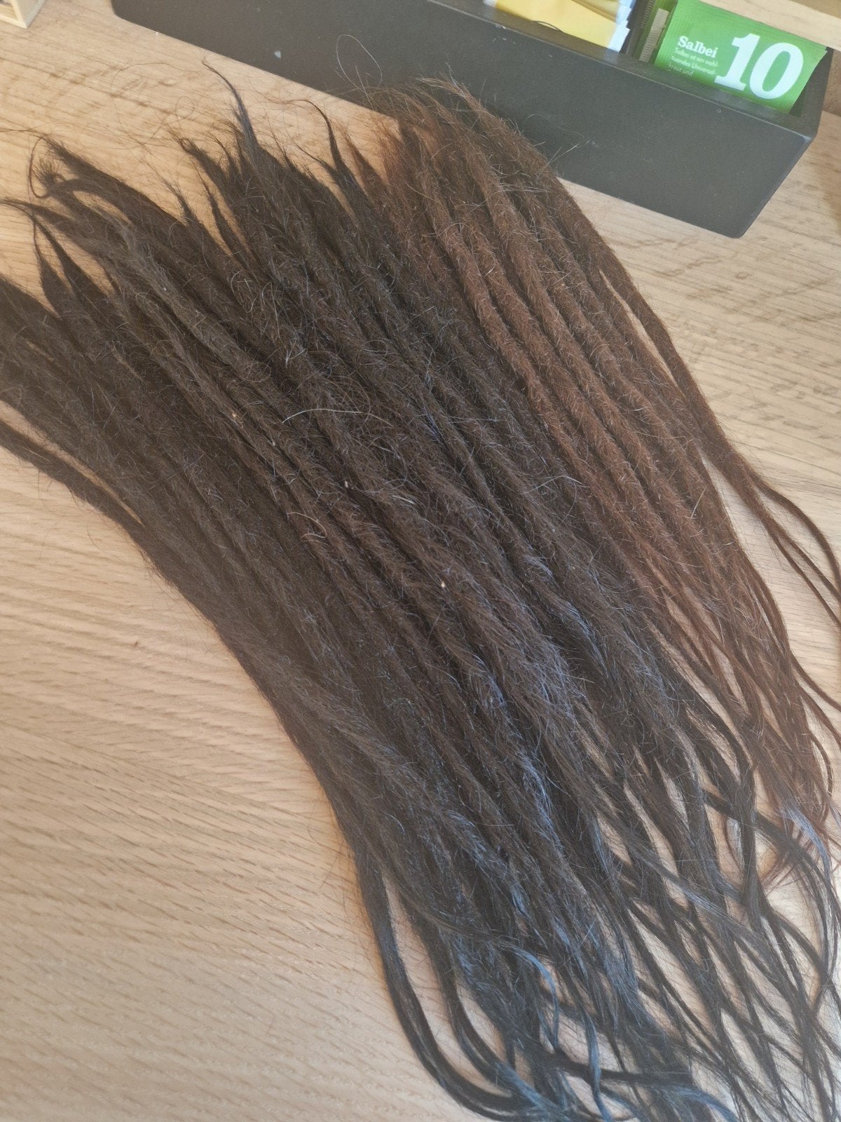 60x Human Hair Dread Extensions - Zwart/Bruin, Ophalen of Verzenden, Zo goed als nieuw, Pruik of Haarverlenging