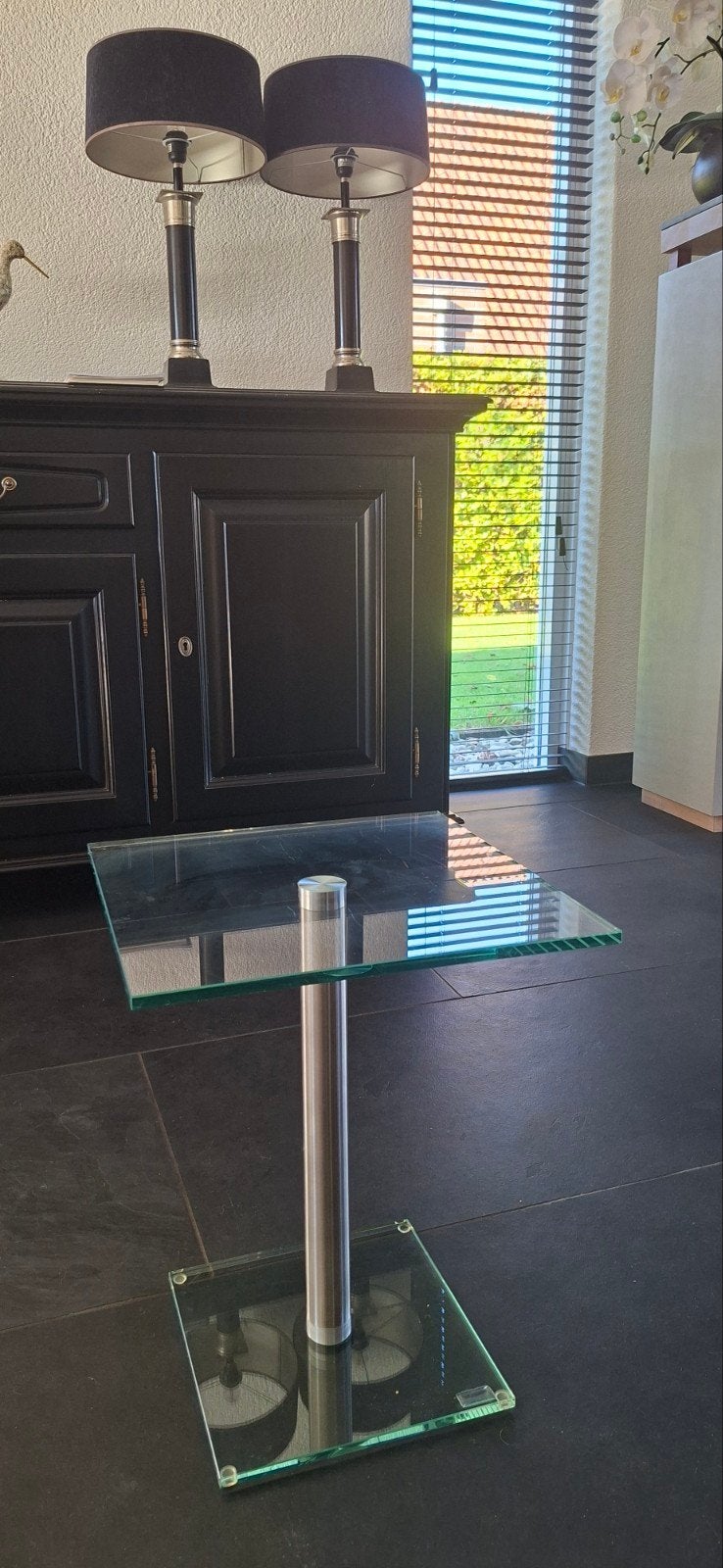 glazen bijzet tafeltje, Minder dan 55 cm, Vierkant, Ophalen, 45 tot 60 cm