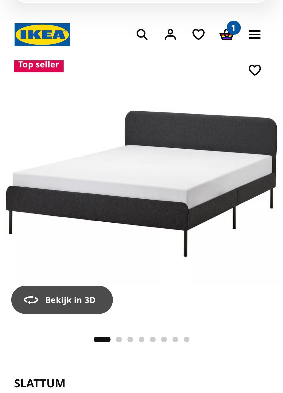 Ikea Slattum bed 140x 200 in prima staat!, Ophalen, Eenpersoons, Zo goed als nieuw, Grijs