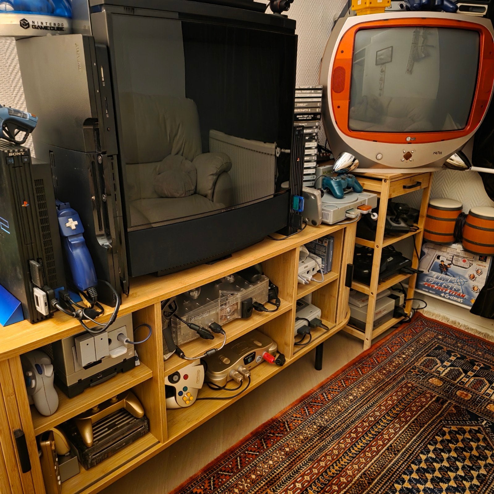 TV-meubel / Kast voor retro consoles - 155x40 cm lang, Ophalen, Zo goed als nieuw, Minder dan 100 cm, 25 tot 50 cm