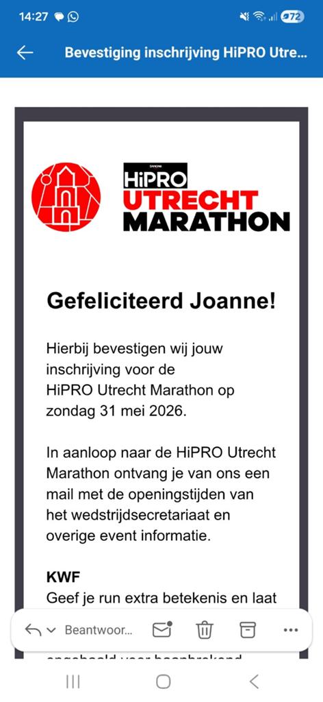 Startbewijs HiPRO halve marathon Utrecht, Tickets en Kaartjes, Evenementen en Festivals, Eén persoon