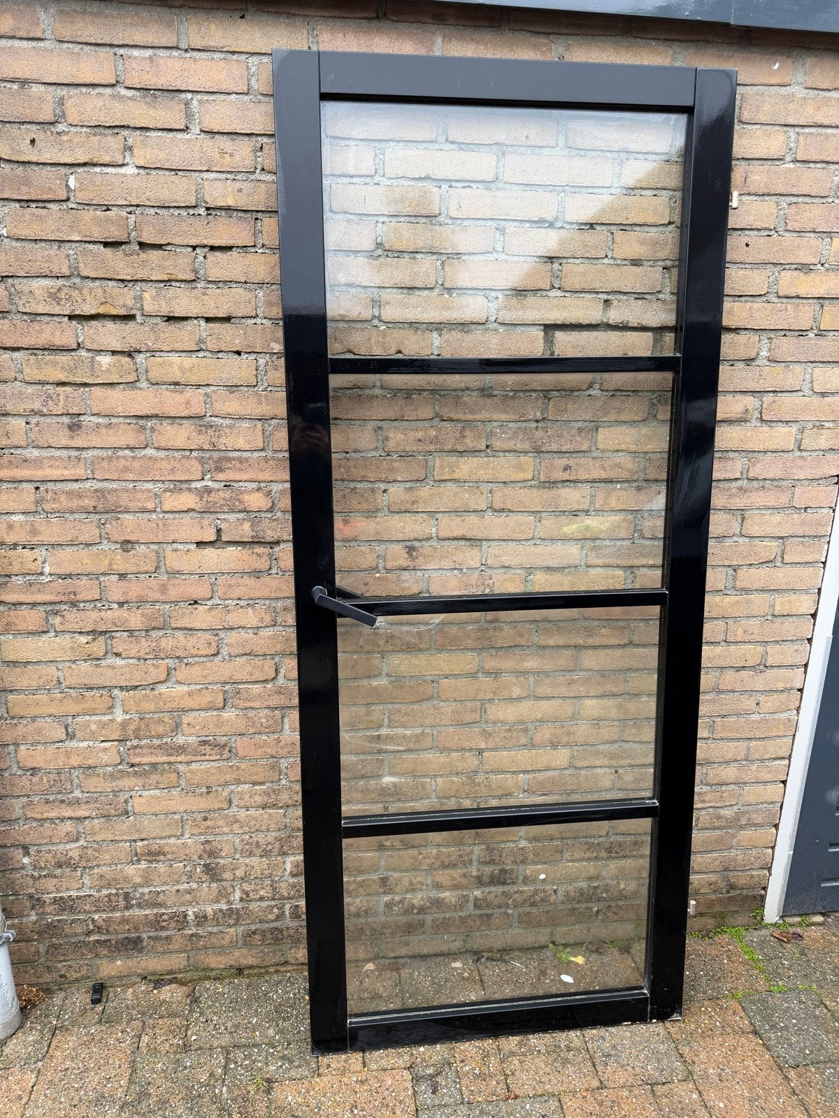 Zwarte binnendeur met glas, 201x85cm, Ophalen, Gebruikt, 80 tot 100 cm, Binnendeur