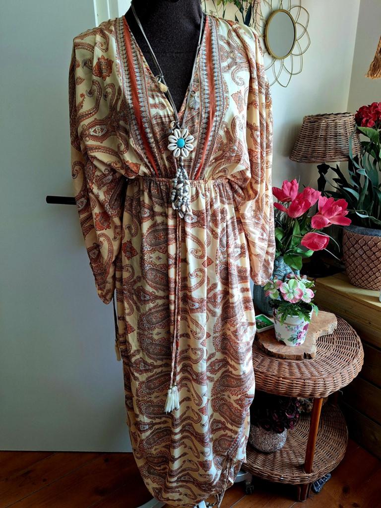 Jurk one size m l xl ibiza boho style, Ophalen of Verzenden, Zo goed als nieuw, Maat 46/48 (XL) of groter, Onder de knie