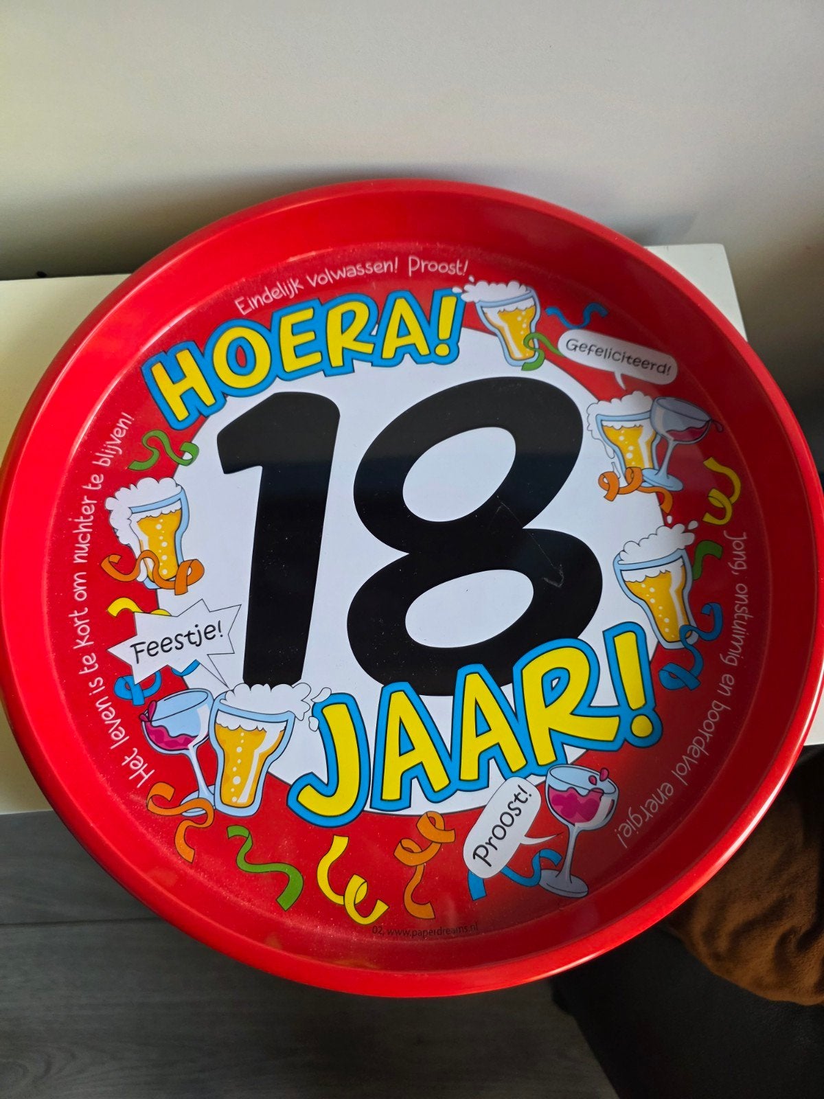 18 jaar versiering. ballonnen, dienblad, slingers, stropdas, Ophalen of Verzenden, Nieuw, Feestartikel