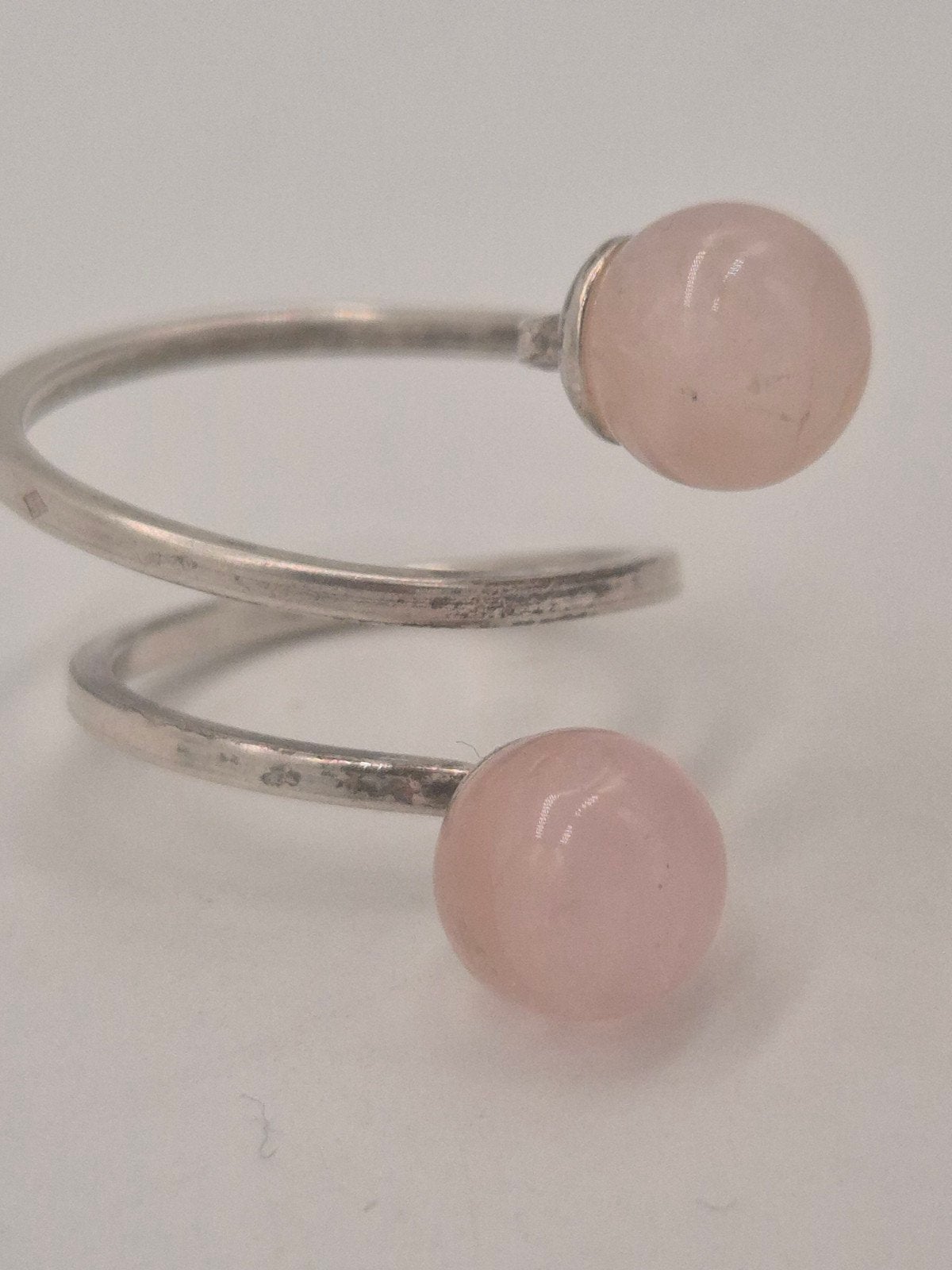 Vintage zilveren ring met Rozenkwarts 835, Sieraden, Tassen en Uiterlijk, Gebruikt, Verzenden, 17 tot 18, Roze