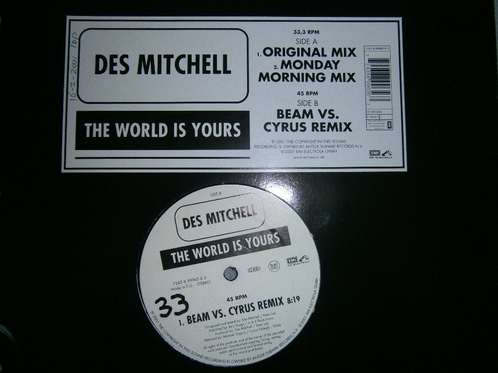 Des Mitchell – The World Is Yours. 2001. Trance, Club Trance, Ophalen, Gebruikt, Trance, Fotohoes