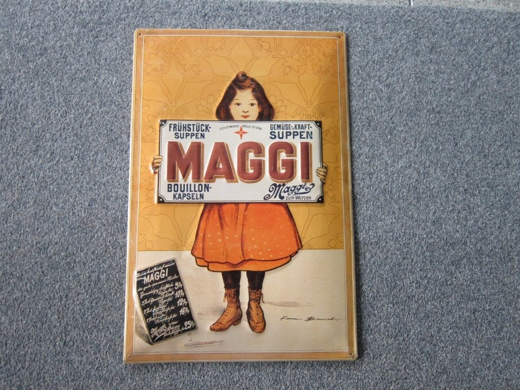 MAGGI BLIKKEN RECLAMEBORDEN, Verzamelen, Merken en Reclamevoorwerpen, Ophalen, Zo goed als nieuw, Reclamebord