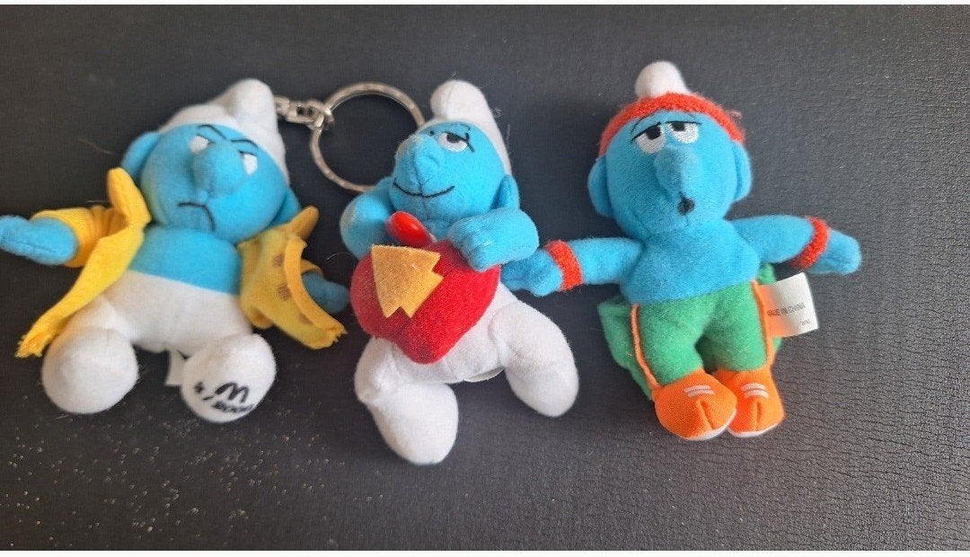 McDonald's Smurfen Knuffels Sleutelhangers - Set van 3, Ophalen of Verzenden, Gebruikt, Verschillende Smurfen, Poppetje, Figuurtje of Knuffel