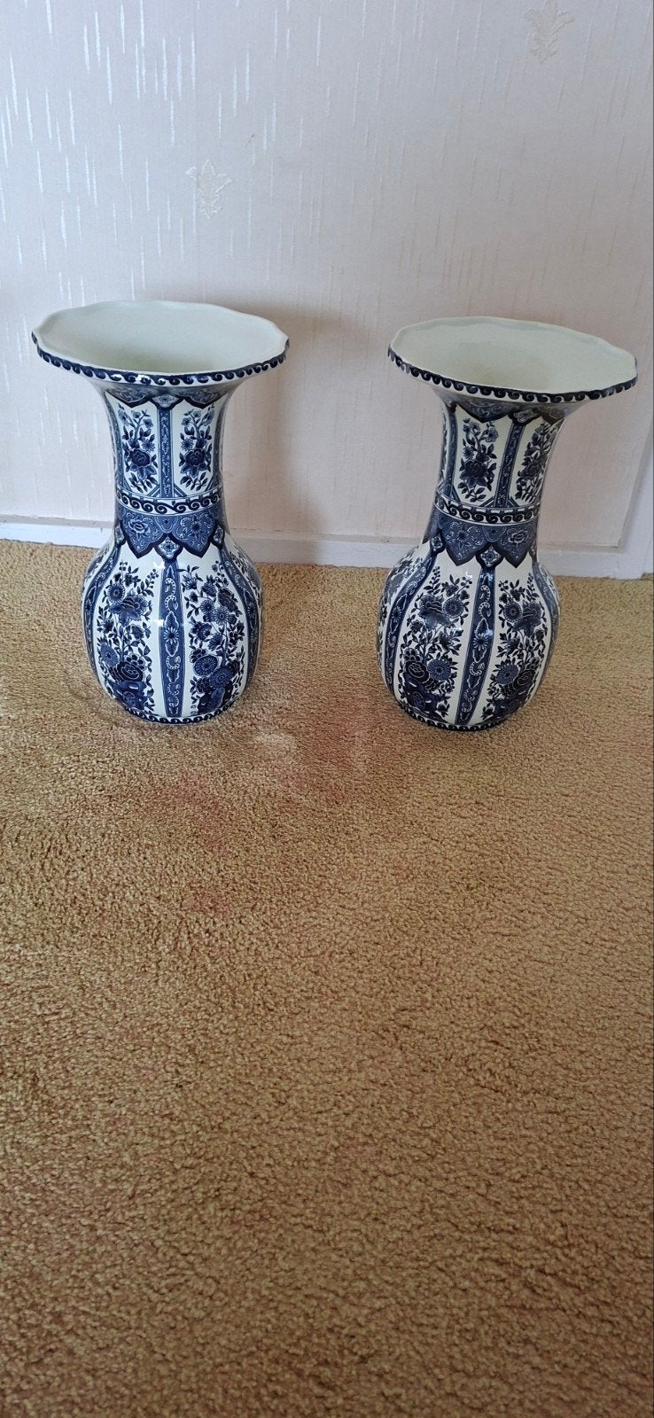 Prachtig Delfts Blauw vazenpaar van Boch België, Antiek en Kunst, Ophalen