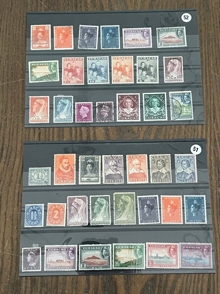 oude postzegels curacao kaart 51+52, Verzenden, Gestempeld
