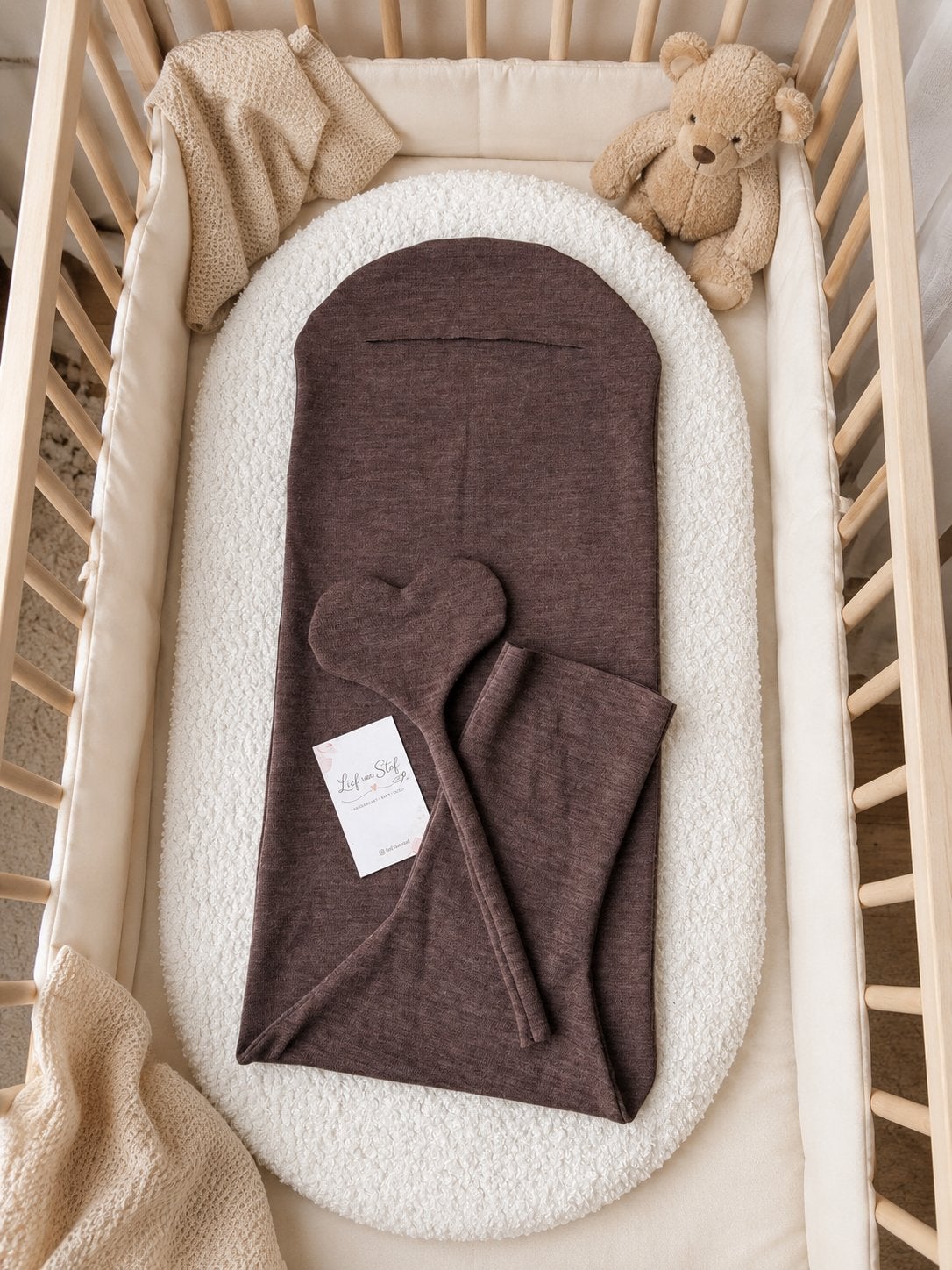 Handgemaakte baby cocoon van 100% merinowol incl speendoekje, Ophalen of Verzenden, Nieuw, 70 tot 85 cm, Bakerzak of Bakerdoek