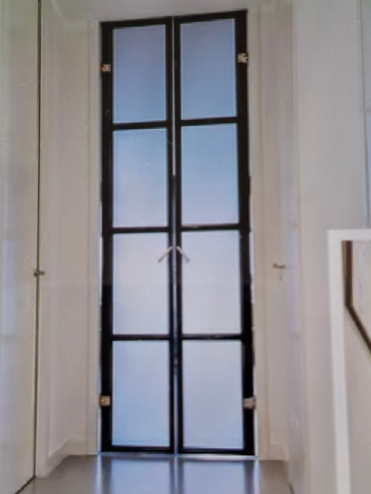 2 Stalen Taatsdeuren Zwart met Mat Glas - 263.5x88 cm, Ophalen, 215 cm of meer, Binnendeur, Glas