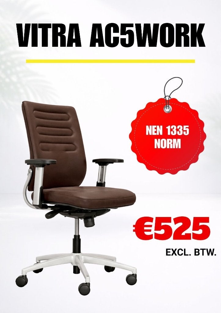Vitra - AC5WORK - NEN 1335 - Bureaustoel - Bruin, Bruin, Ophalen of Verzenden, Zo goed als nieuw, Bureaustoel