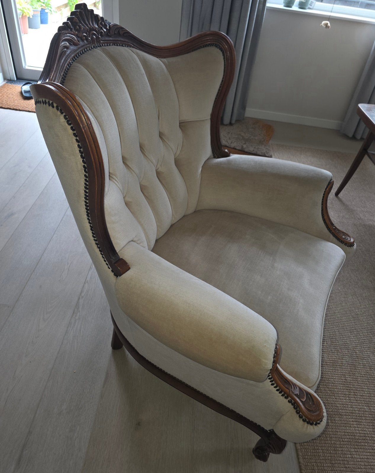 Vintage Queen Ann fauteuil - Brocante stijl, Ophalen