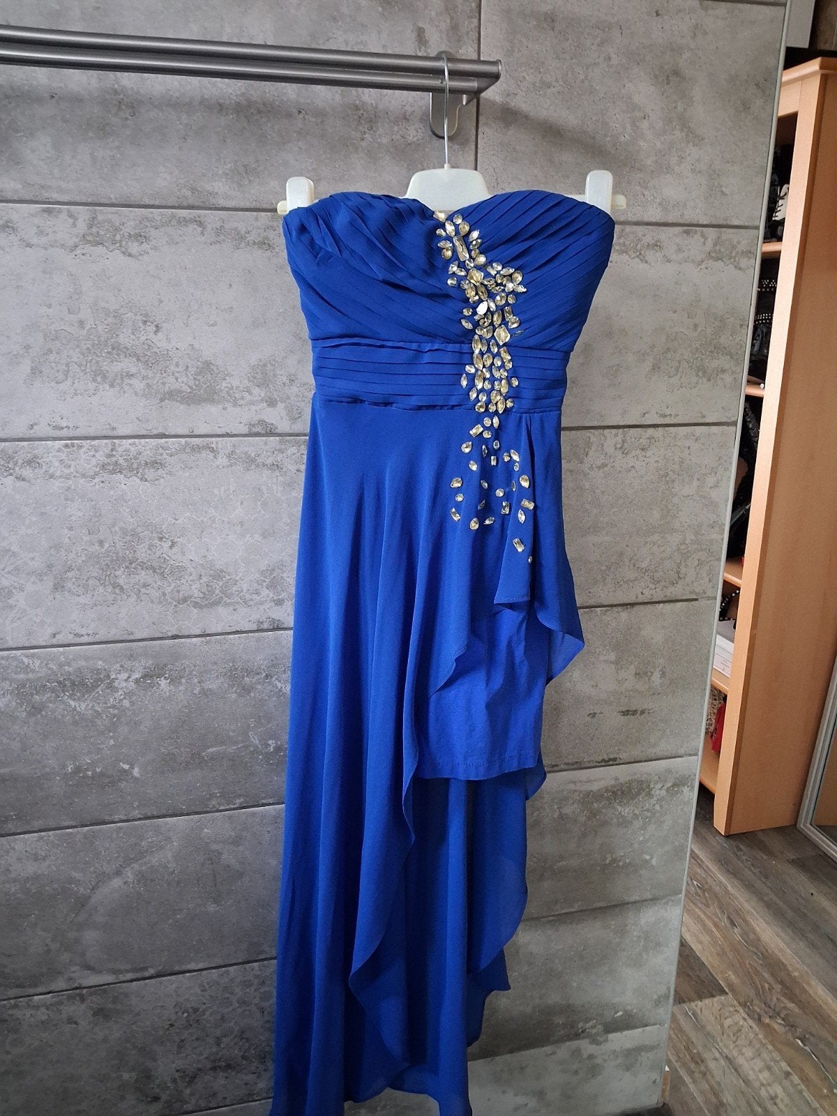 feestjurk blauw met glitter maat 36/38, Ophalen, Galajurk, Blauw, Zo goed als nieuw