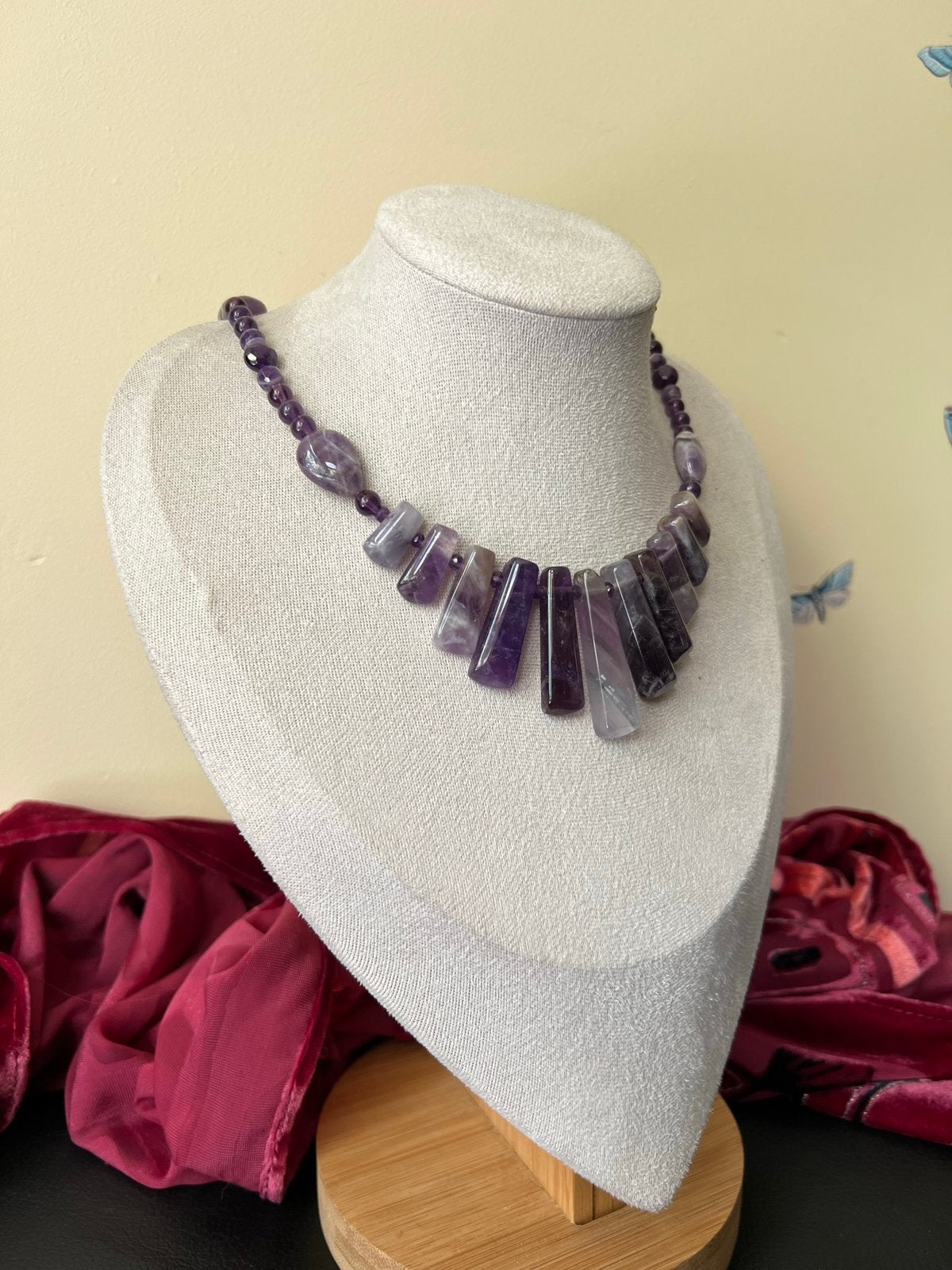Amethist chevron geluk beschermt meditatie magie harmonie, Sieraden, Tassen en Uiterlijk, Kettingen, Paars, Nieuw, Ophalen of Verzenden