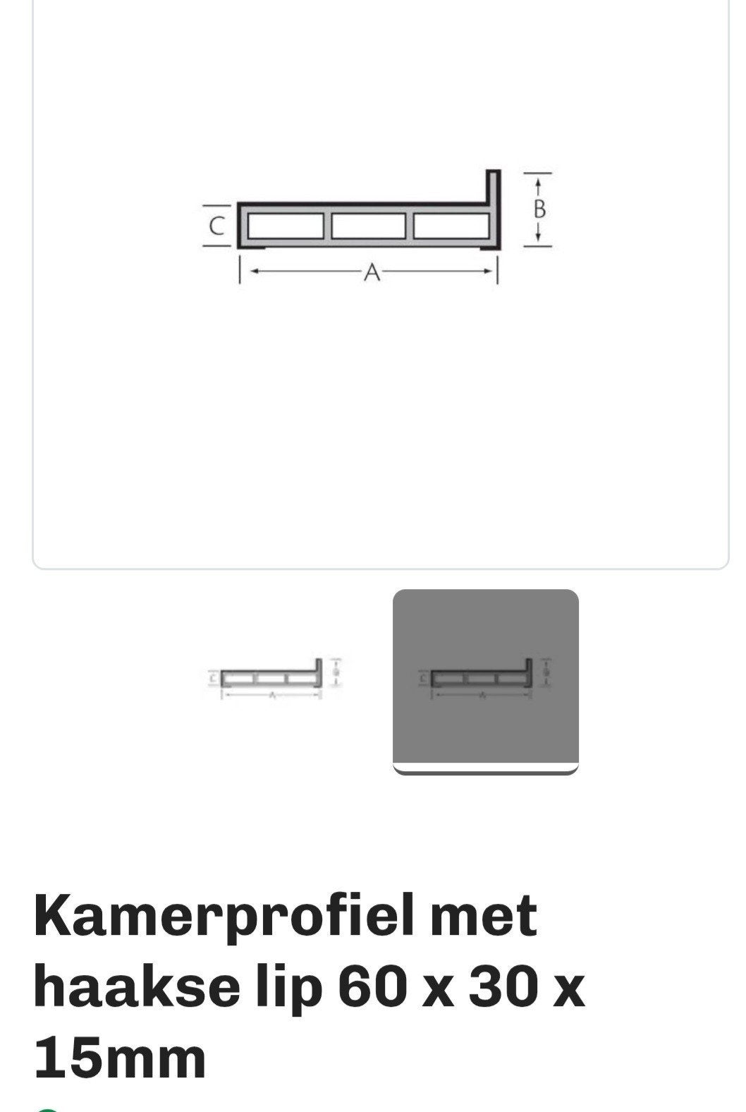 Kamerprofiel met haakse lip Wit 60x30x15mm, Ophalen of Verzenden