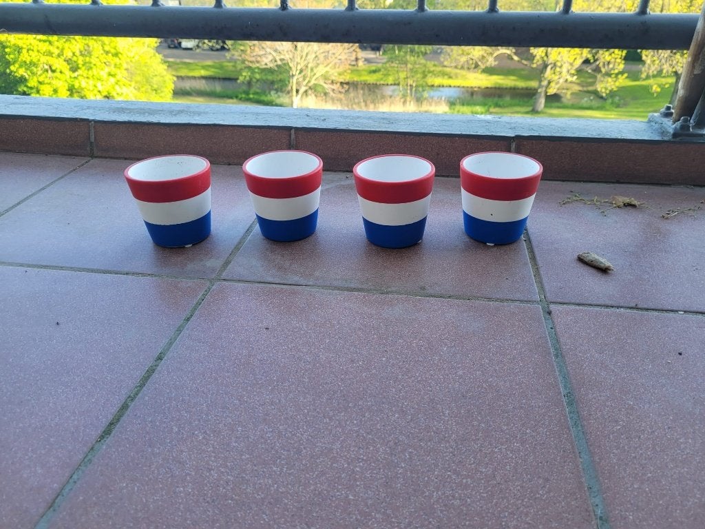 leuke rood wit blauwe bloempotjes, Rond, Nieuw, Binnen, Ophalen of Verzenden