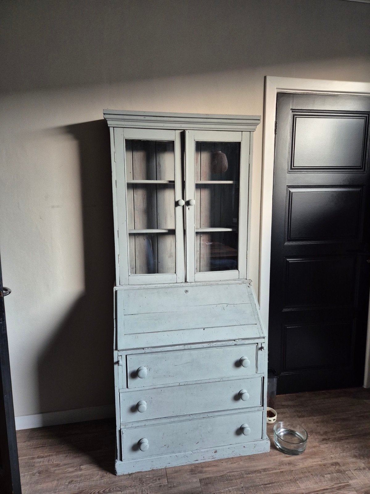Antiek secretaire met vitrinekast - landelijke stijl, Ophalen