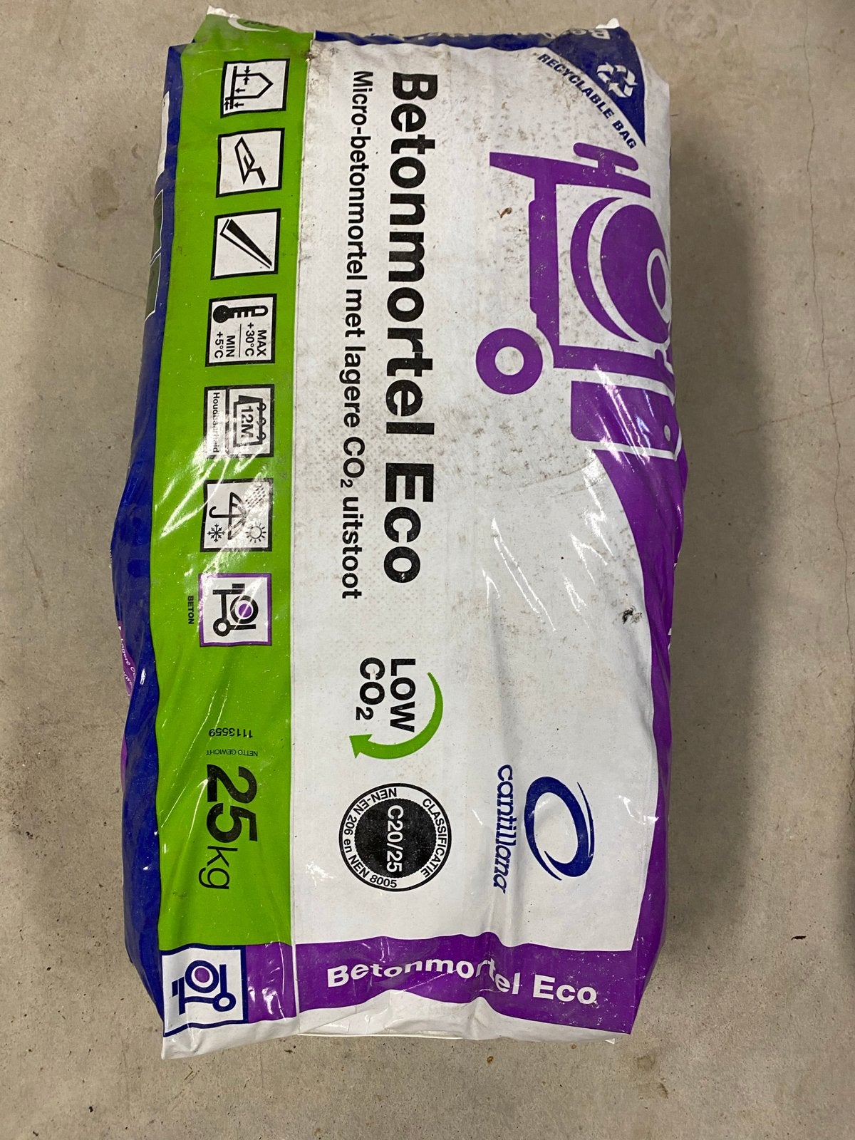 3 zakken Betonmortel Eco 25kg - Cantillana C20/25, Ophalen, Nieuw