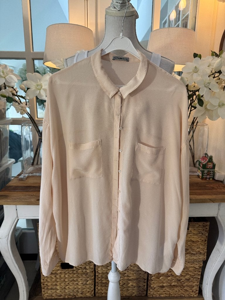 Dunne, zachtroze/Peach, zijden blouse Drykorn, 38-40, ZGAN, Ophalen of Verzenden, Zo goed als nieuw, Maat 38/40 (M), Roze