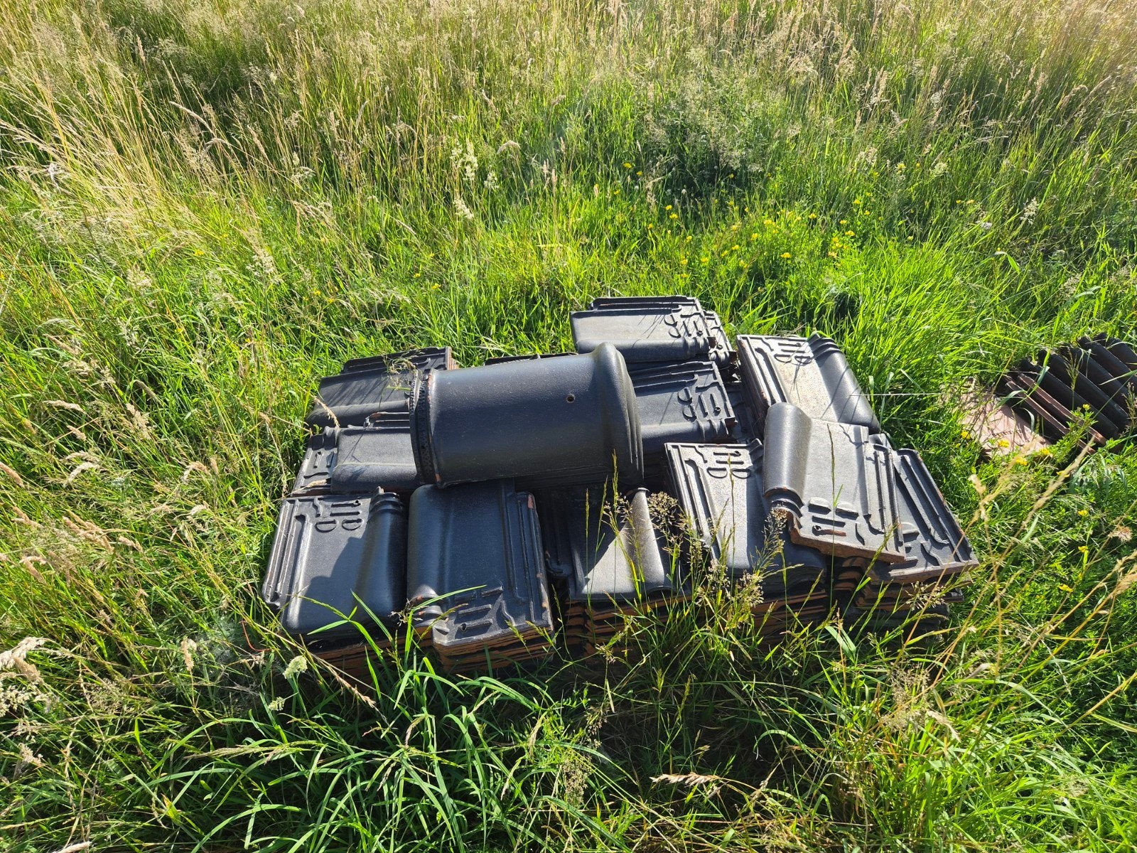 Zwarte dakpannen, Doe-het-zelf en Verbouw, Dakpannen en Dakbedekking, Ophalen, Steen of Klei, Zwart, 15 m² of meer