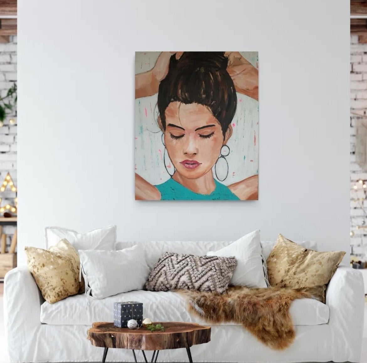 Figuratief Portret Vrouw - 120x100 cm, Ophalen