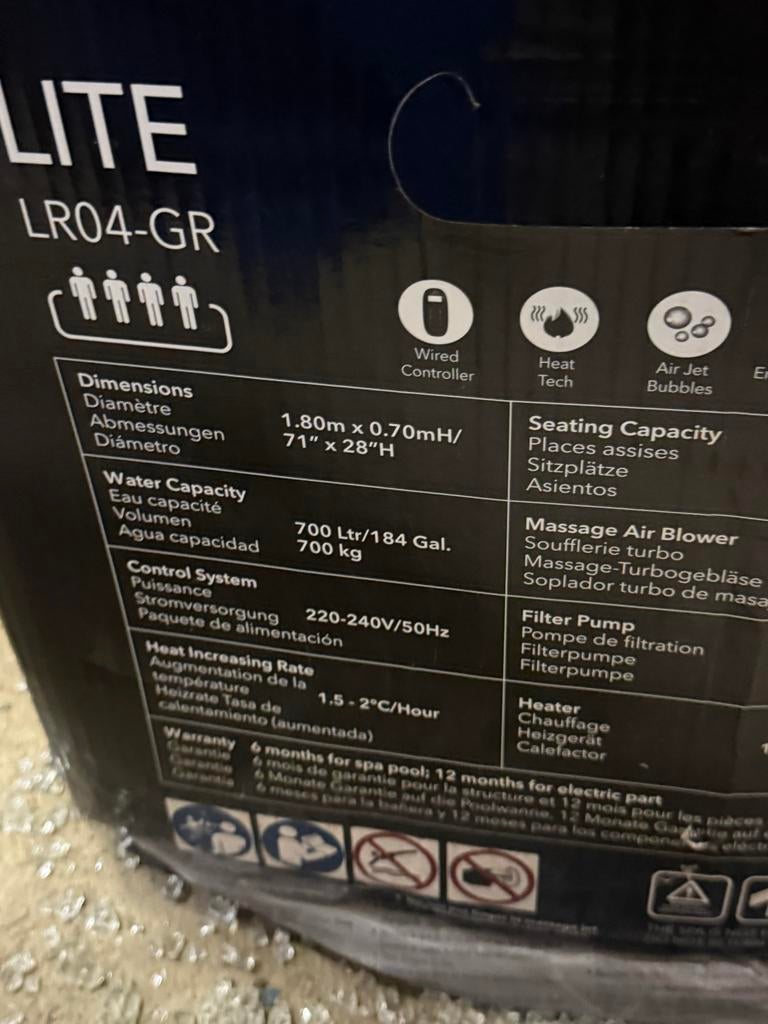 MSpa Lite LR04-GR Opblaasbare Jacuzzi - in doos, Ophalen, Gebruikt, Pomp, Opblaasbaar