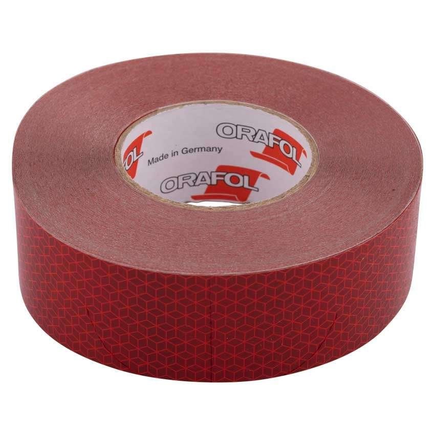 Reflecterende tape 50 mtr rood, Verzenden