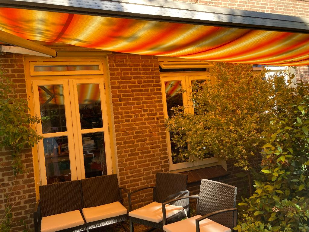 Zonnescherm, Tuin en Terras, Ophalen, Gebruikt, 250 cm tot 450 cm, Knikarmscherm