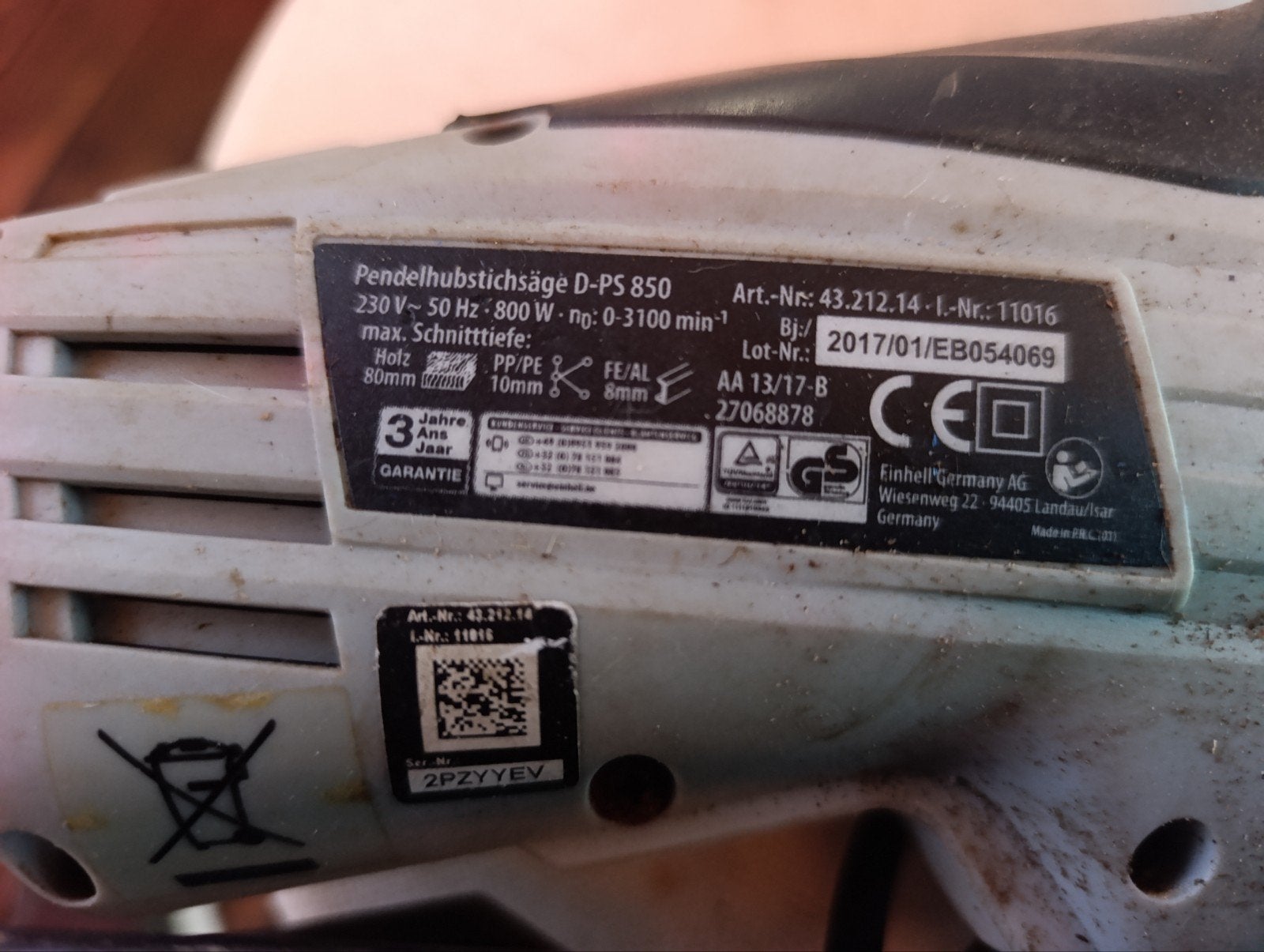 Einhell Pendelhubstichzaag D-PS 850 - 800W, Ophalen of Verzenden, Zo goed als nieuw, Decoupeerzaag, 70 mm of meer